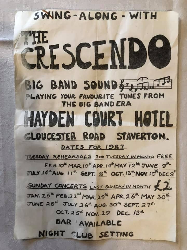 Crescendo concert dates flyer from 1987